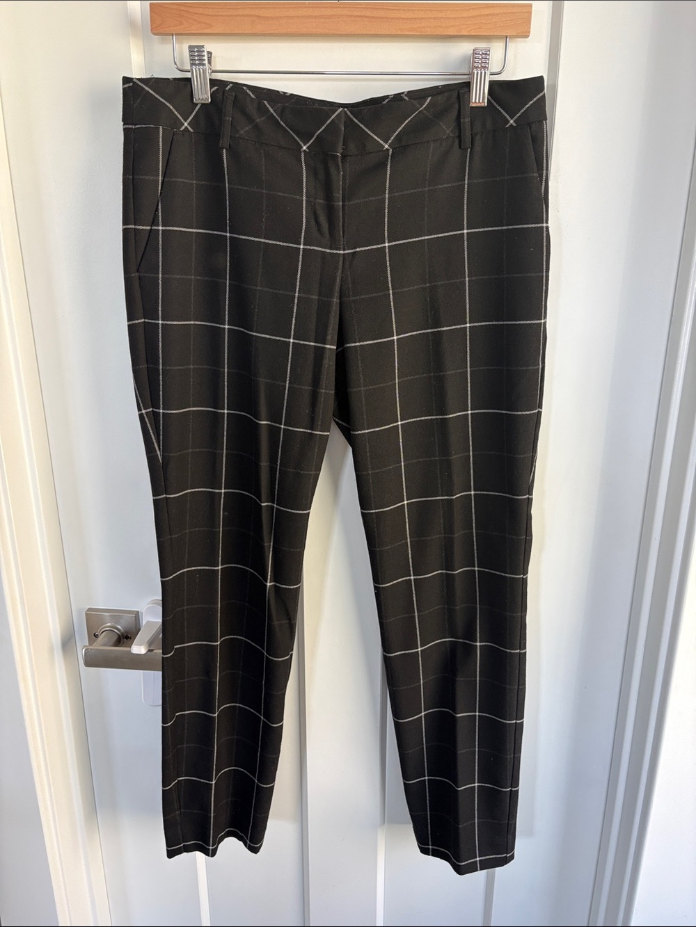 Express Women’s Black Ankle Length Windowpane Dress Pants Mid-rise Size 6R